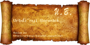 Urbányi Benedek névjegykártya
